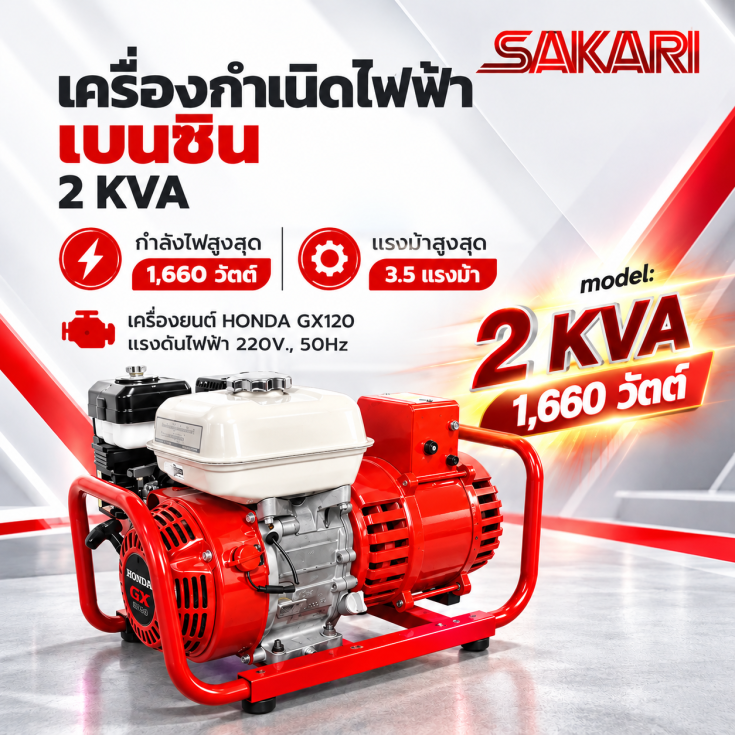 เครื่องปั่นไฟ HONDA 2 KVA
